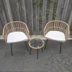 Terrasset: 2 stoelen met bijzettafel, Gebruikt, Bijzettafel, Rotan, Tuinset