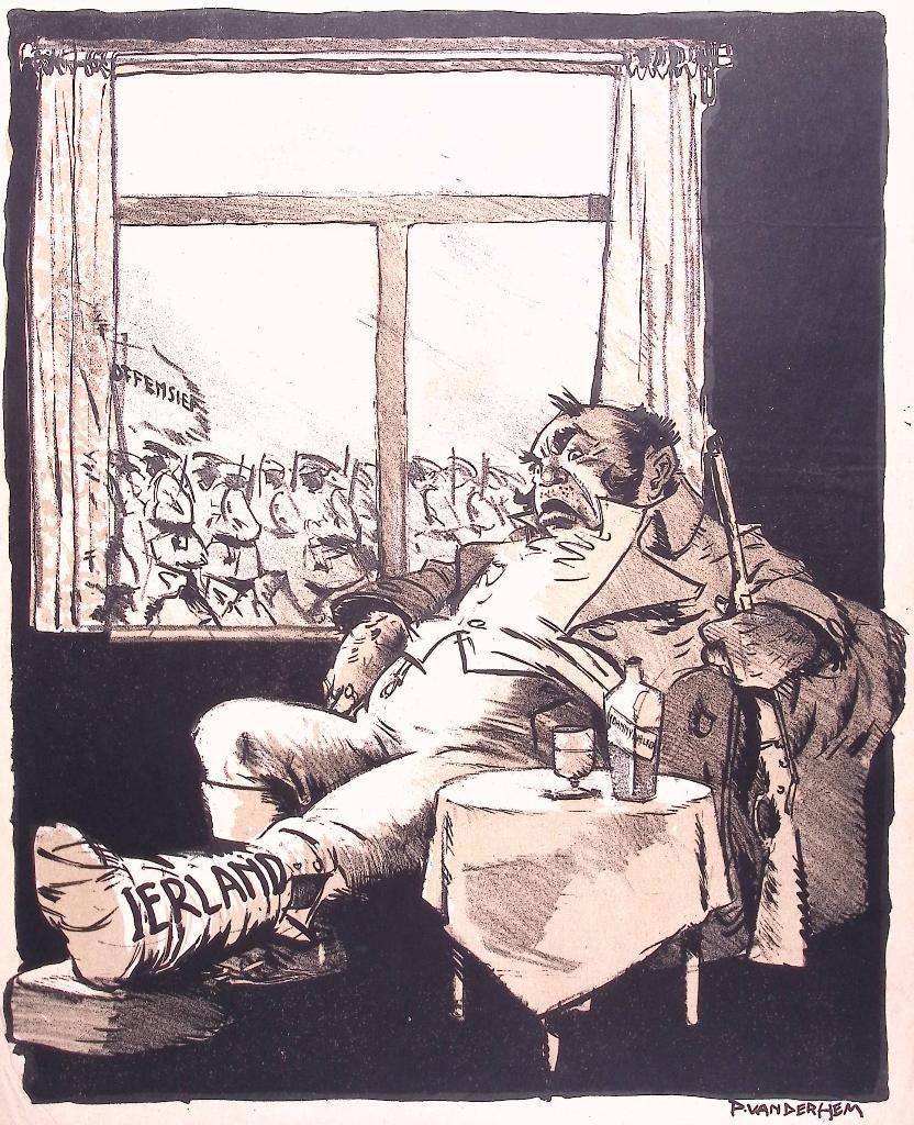 John Bull als Engeland doet niet mee met offensief op spotpr, Antiek en Kunst, Kunst | Litho's en Zeefdrukken, Ophalen