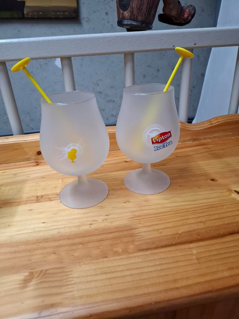 4 ice tea glazen, Ophalen of Verzenden, Zo goed als nieuw, Frisdrankglas