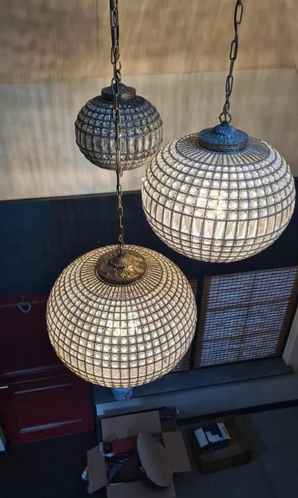 Prachtige Kasbah Chandelier Brass Hanglamp kroonluchter, Ophalen, Gebruikt, Glas, Barok