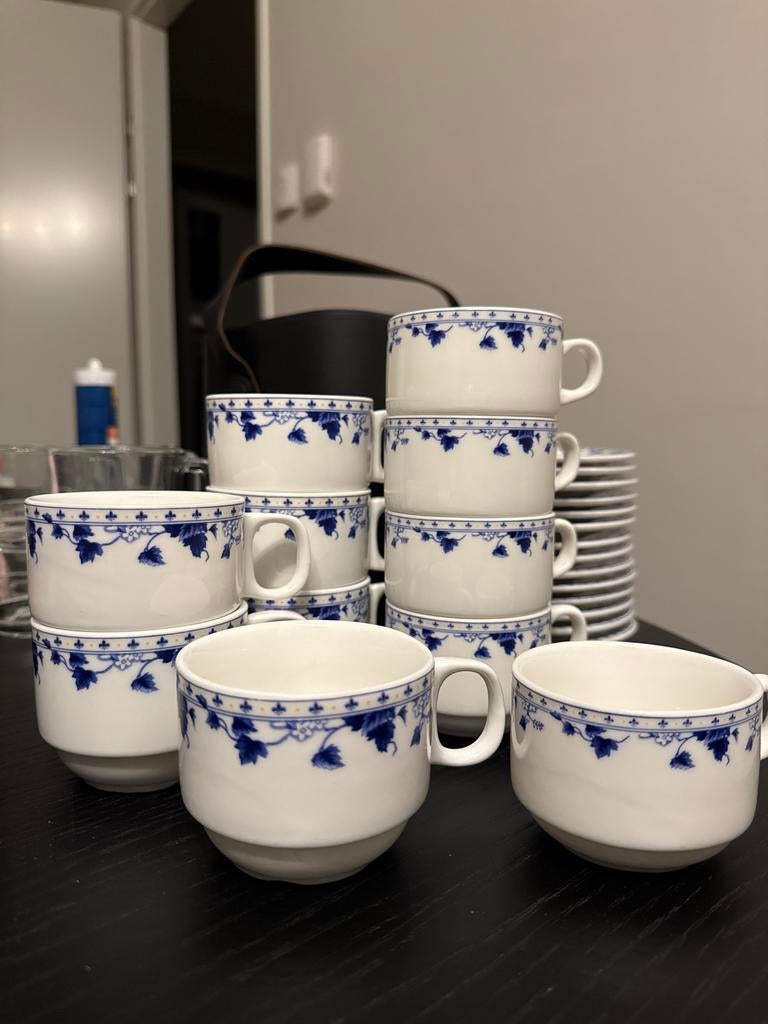 Nieuw porseleinen theeservies: 6 grote, 5 kleine koppen met, Huis en Inrichting, Keuken | Servies, Ophalen of Verzenden, Nieuw