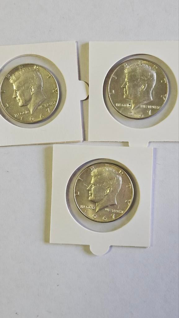 3 x halve dollar 1967 kennedy usa, Ophalen of Verzenden, Noord-Amerika, Zilver