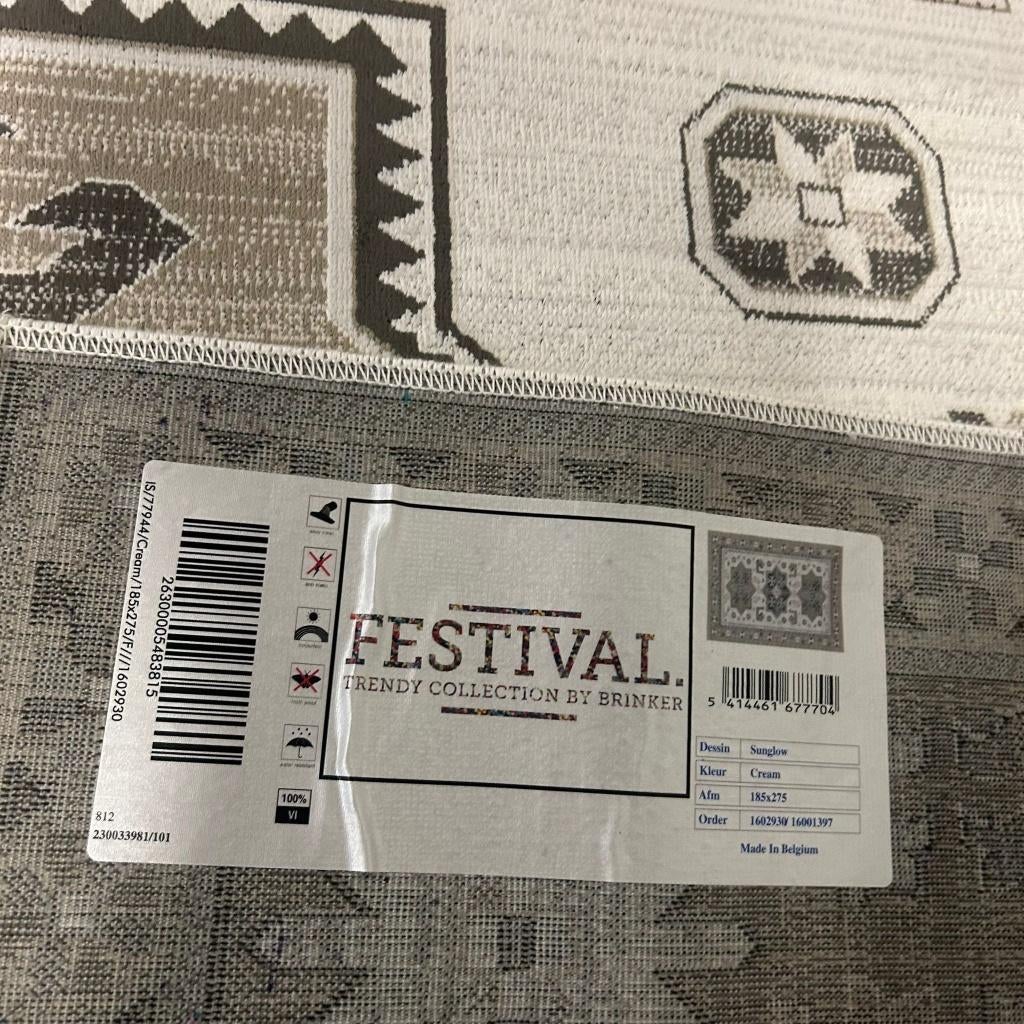 Vloerkleed Brinker Carpets Sunglow Crème - 185x275cm, 150 tot 200 cm, 200 cm of meer, Ophalen of Verzenden, Zo goed als nieuw