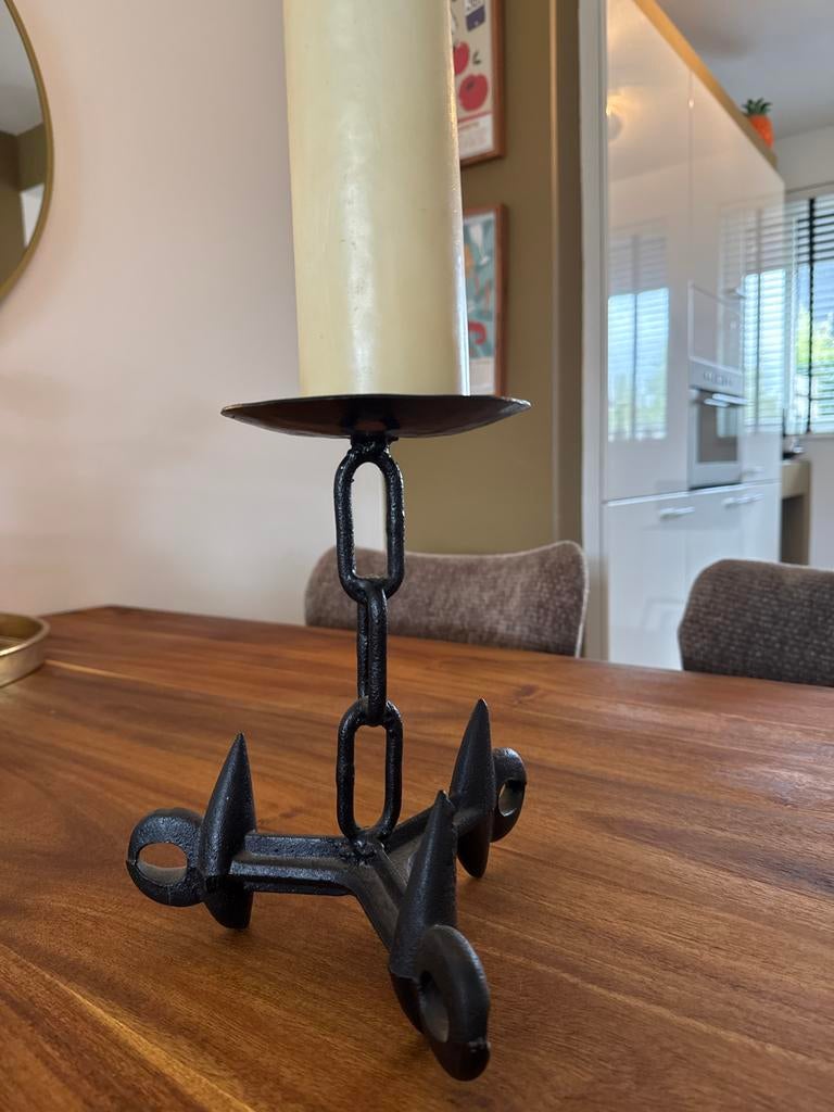 Zwarte metalen kandelaar met kettingdesign, Ophalen, Overige materialen