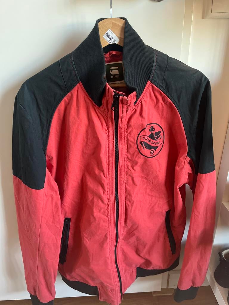 G-Star RAW zomerjack XL - Rood/Zwart met parachute logo, Kleding | Heren, Ophalen of Verzenden, Gedragen, Maat 56/58 (XL), Rood