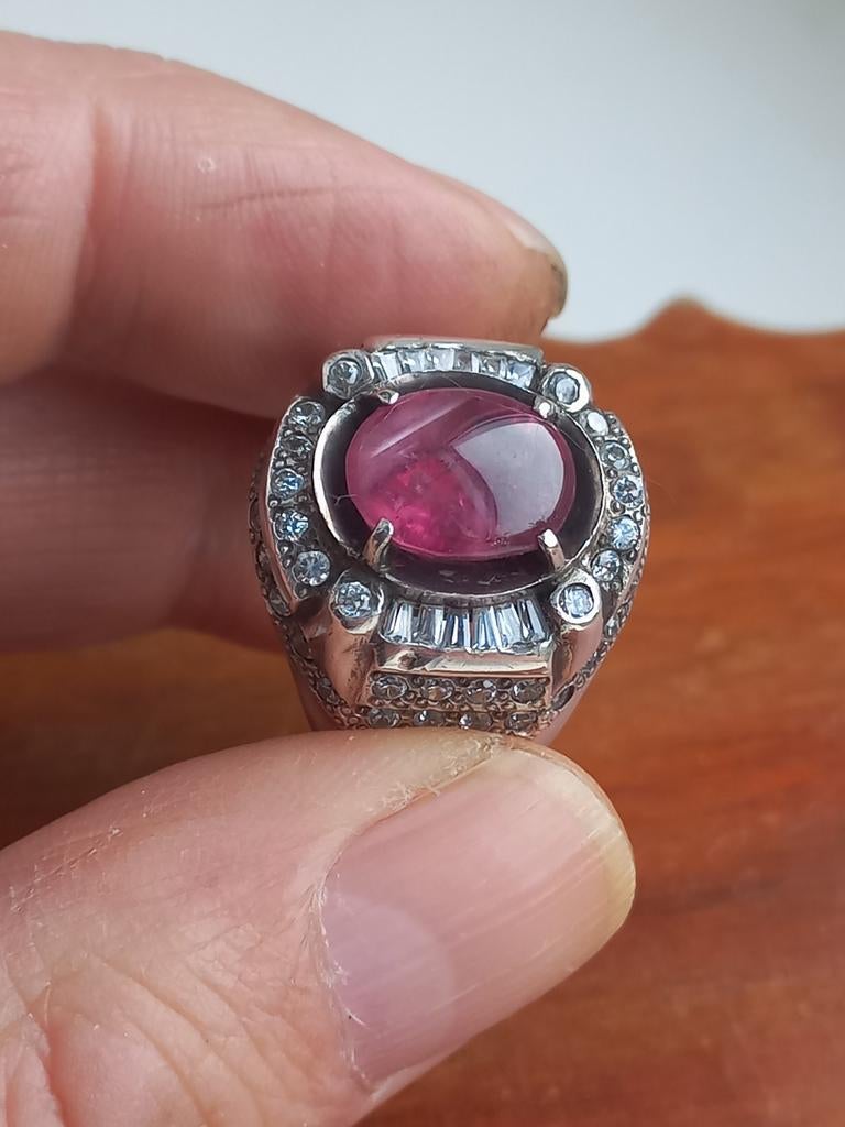Oosterse ring met echte robijn., Ophalen of Verzenden, Zilver