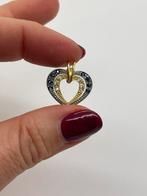 C650 Prachtige zilveren hanger bicolor blauwe saffier, Ophalen of Verzenden, X, Hart, Met edelsteen