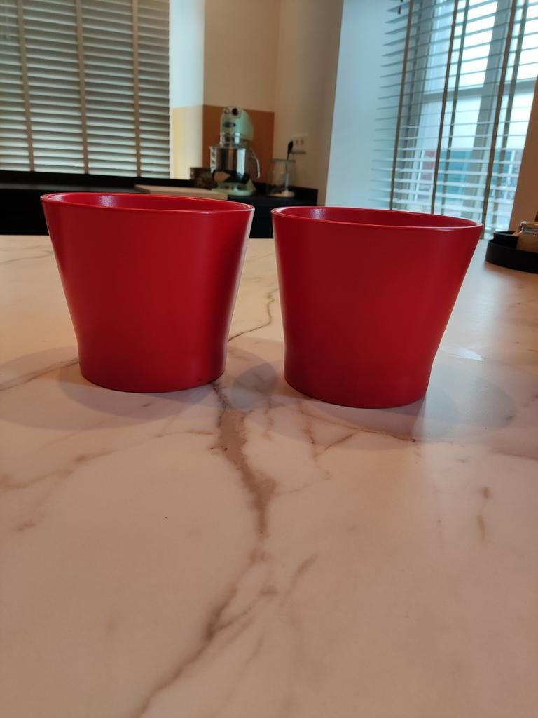 Bloempotten, rood, Ophalen, Kunststof, Rond, Minder dan 40 cm