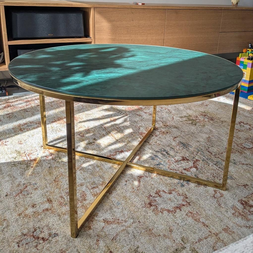 Salontafel Ostana van Actona Company marmerlook rond, Huis en Inrichting, Tafels | Salontafels, Ophalen, Gebruikt, 50 tot 100 cm