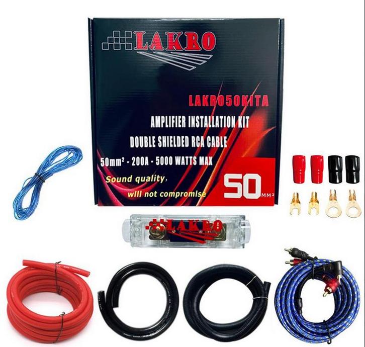 Aansluitset versterker 50mm, Auto diversen, Autospeakers, Nieuw, Ophalen of Verzenden