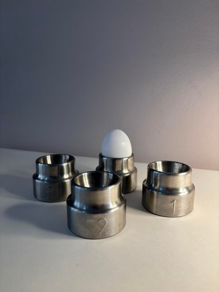 Vintage RVS stapelbare eierdoppen, *, Verzenden, *, Zo goed als nieuw
