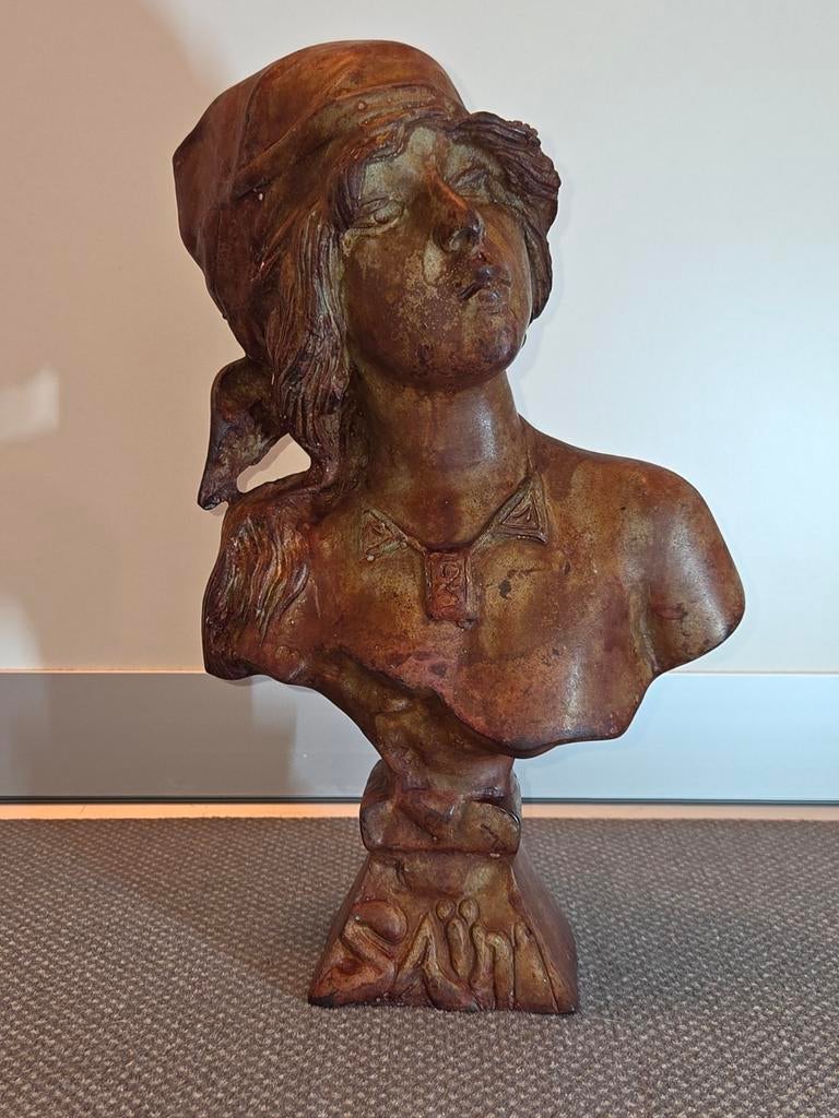 Bronzefigur (Büste) von Emmanuel Villanis "Saida", Ophalen of Verzenden