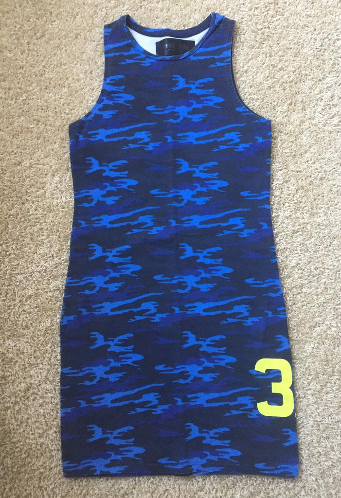 Nickelson camouflage stretch jurk blauw mt. S (Xs), Blauw, Ophalen of Verzenden, Zo goed als nieuw, Maat 34 (XS) of kleiner