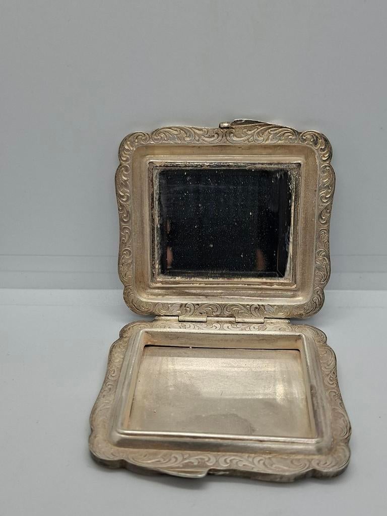 Antiek Verzilverd Make-up Doosje - 9cm, Antiek en Kunst, Ophalen of Verzenden