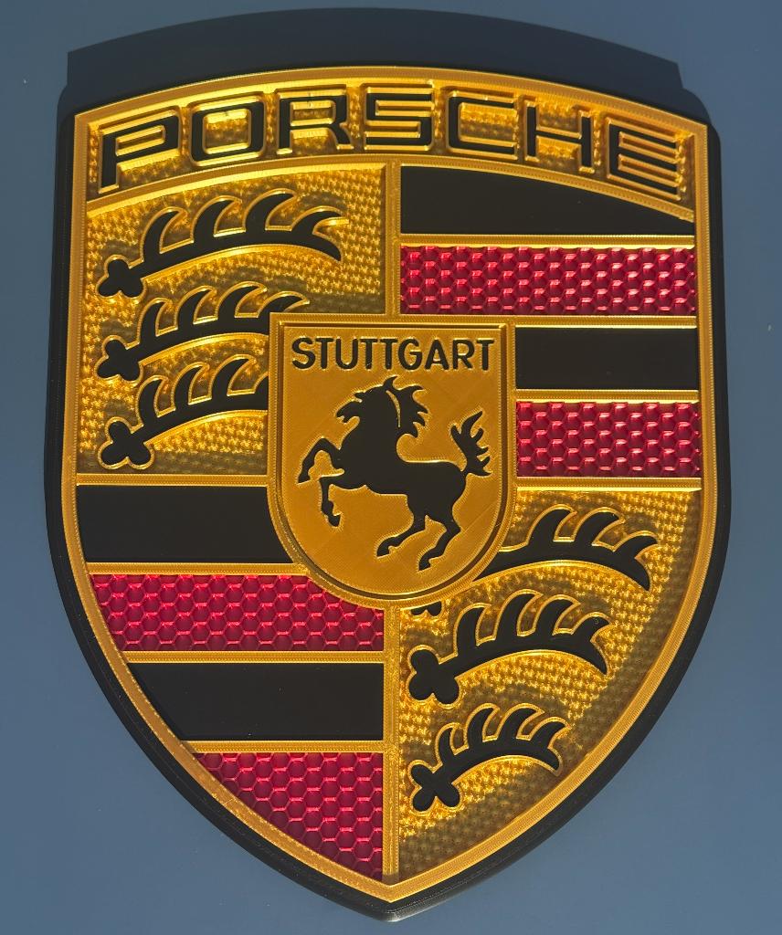 Groot Porsche logo shield 32cm voor aan de muur, Ophalen of Verzenden, Nieuw, Reclamebord