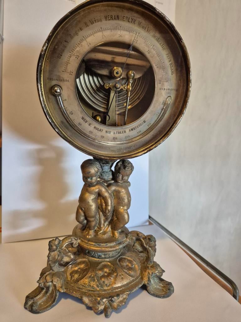 Antieke barometer met cherubijnen, Ophalen of Verzenden