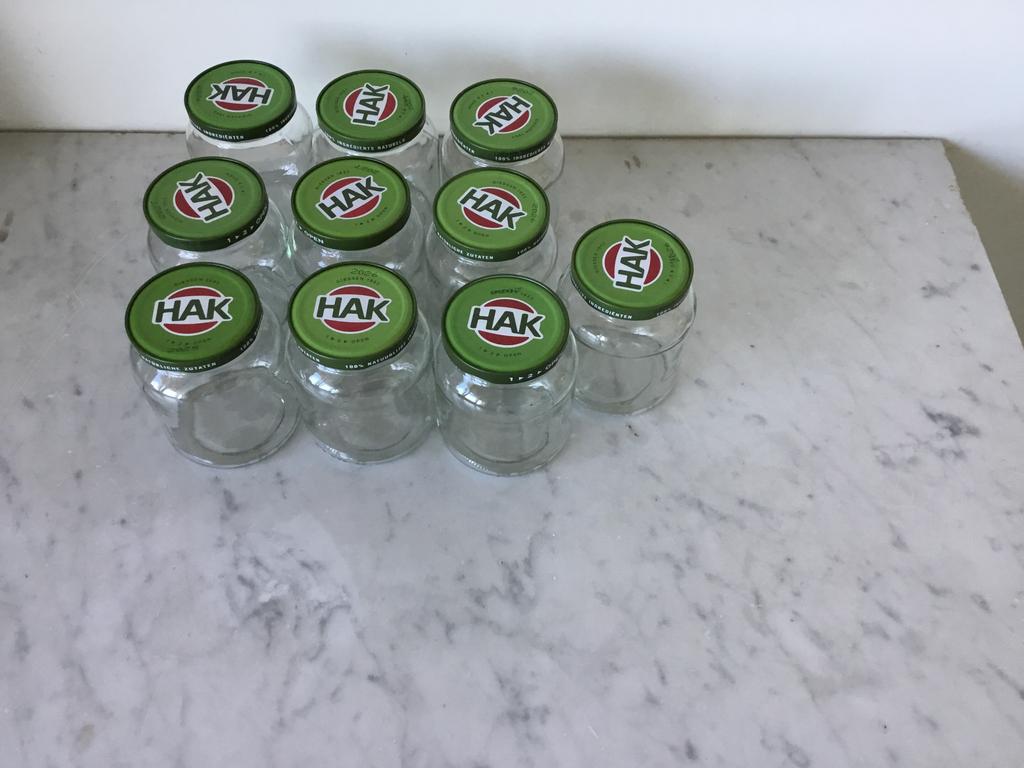 10 hakpotten voor jam of honing, Huis en Inrichting, Keuken | Potten en Pannen, Ophalen, Zo goed als nieuw