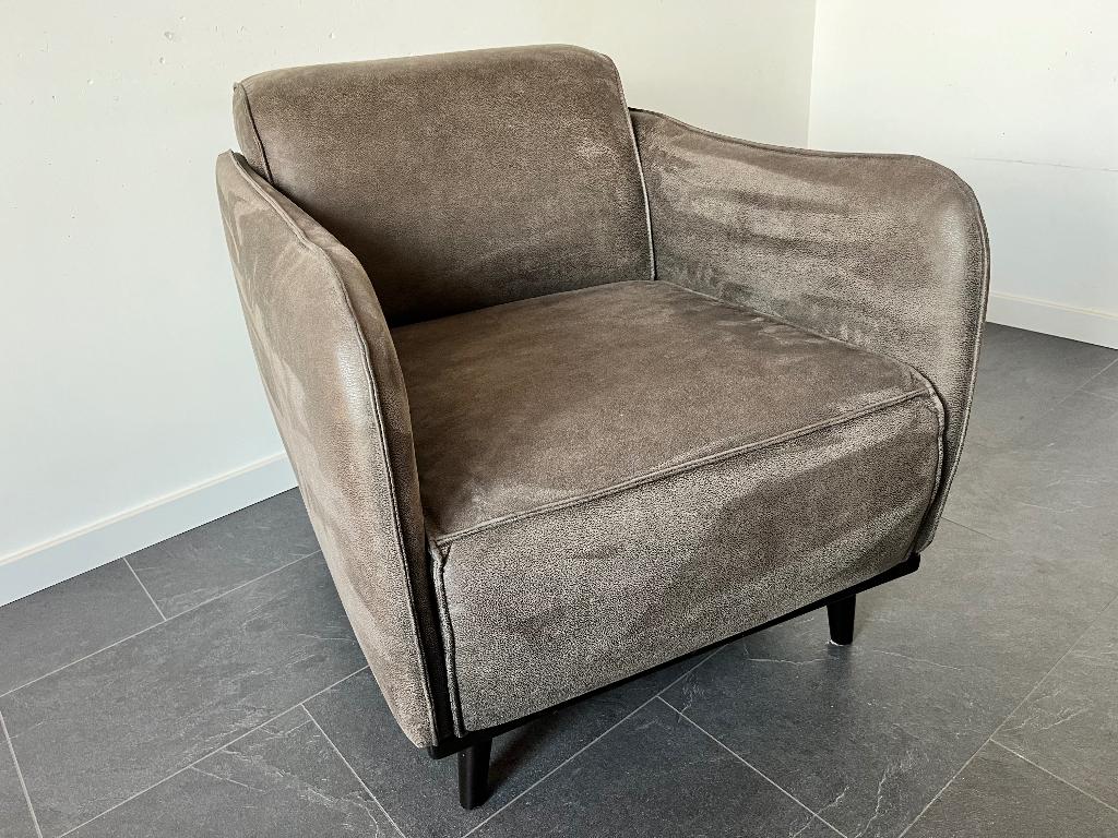 BePureHome Fauteuil Statement Ecoleer Donkergrijs, Huis en Inrichting, Fauteuils, Ophalen, Gebruikt, 75 tot 100 cm, Leer
