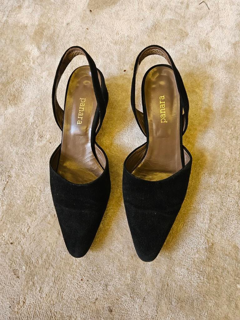 Panara zwarte suède slingback pumps, Ophalen