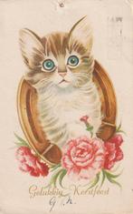 POES KERST JAREN 50  PUNAISE GAATJE BOVEN IN DE KAART. Kl647, Ophalen of Verzenden, 1940 tot 1960, Gelopen, Overige thema's