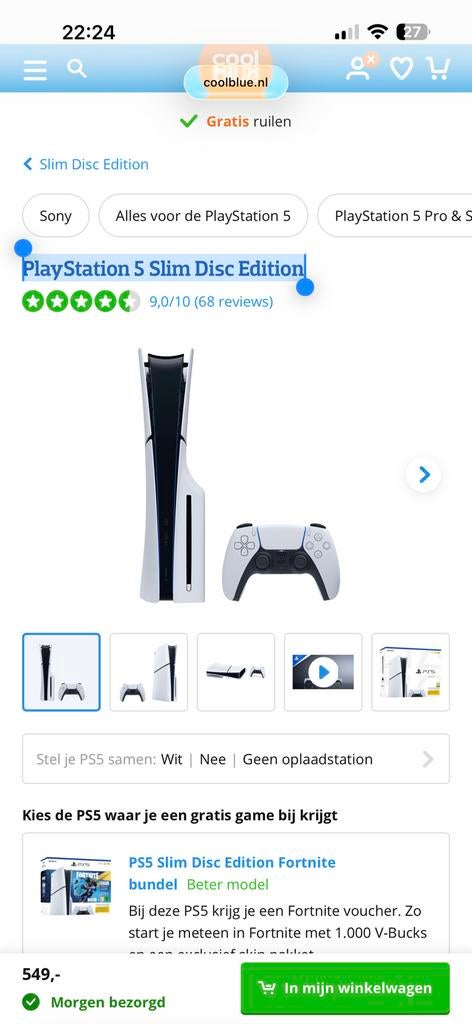 PlayStation 5 Slim Disc Edition, Spelcomputers en Games, Spelcomputers | Sony PlayStation 5, Ophalen, Nieuw