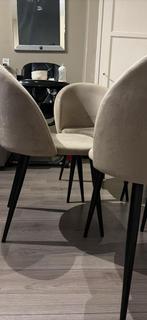 Velvet eetstoelen beige 4x, Gebruikt, 75 m² of meer, Beige, Overige typen