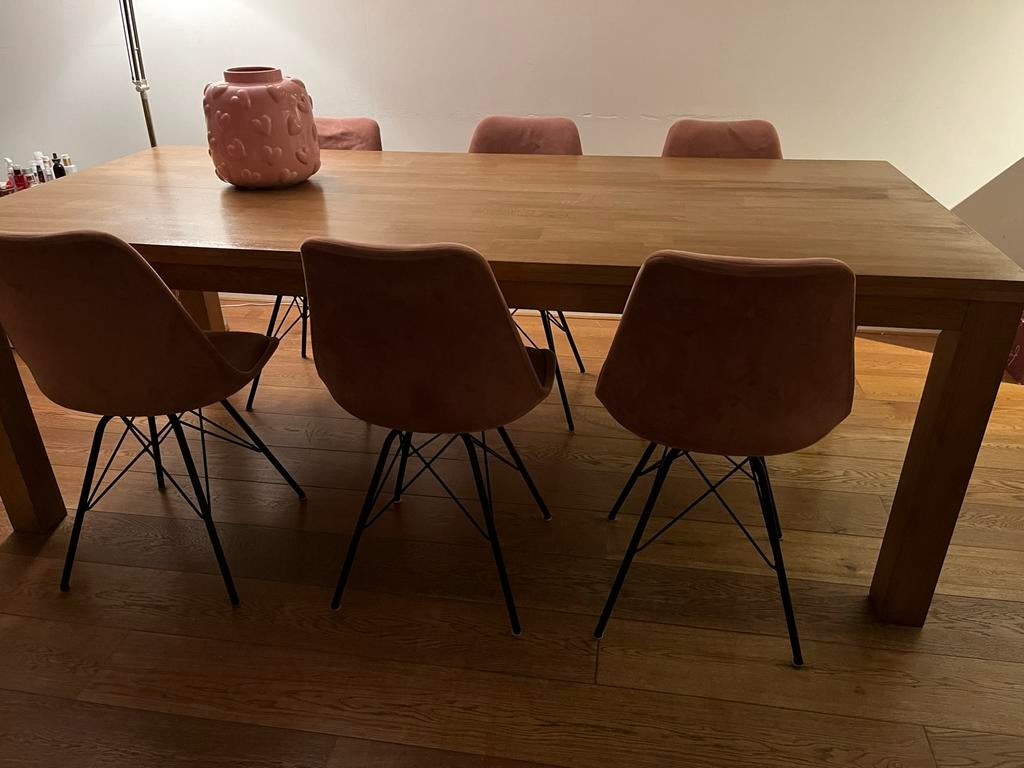 6 Velvet Eetkamerstoelen Oud Roze, Huis en Inrichting, Stoelen, Ophalen, Gebruikt, Overige kleuren, Stof