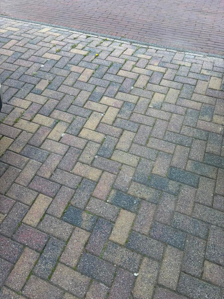 55 m2 gekleurde klinkers gratis, Tuin en Terras, Klinkers, Ophalen of Verzenden, Zo goed als nieuw, 10 m² of meer