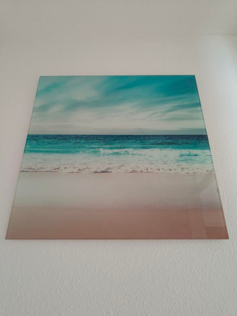 Glazen schilderij zee / turquoise, Ophalen, 50 tot 75 cm, Schilderij, 50 tot 75 cm