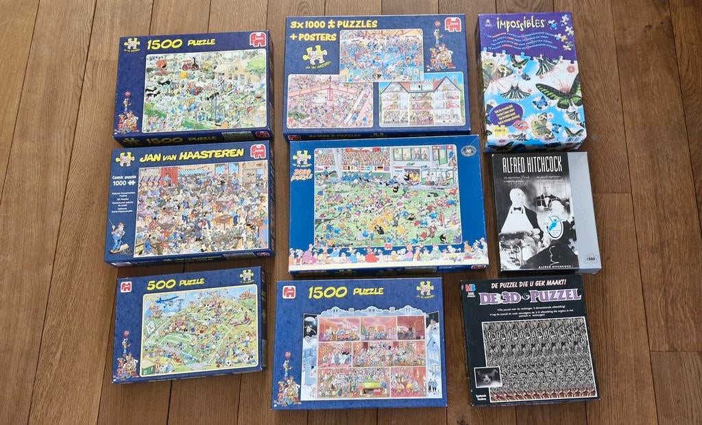 Puzzels (Leg puzzels, 9 stuks, compleet), Ophalen of Verzenden, 500 t/m 1500 stukjes, Zo goed als nieuw