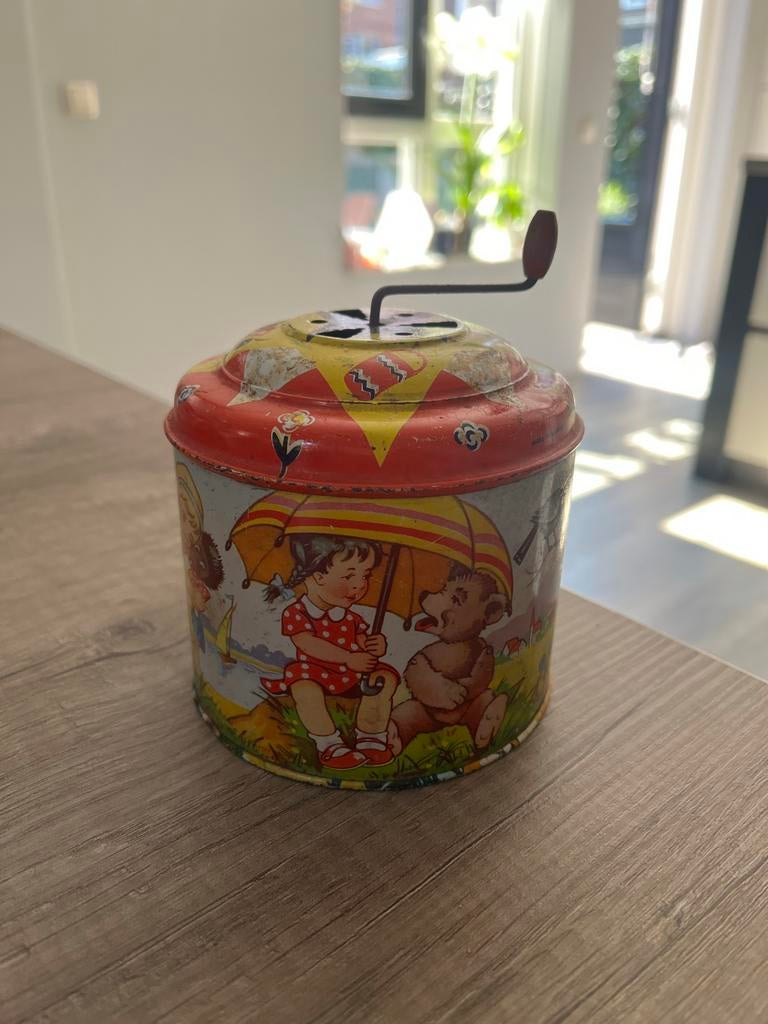 Antiek MFZ Blikken Muziekdoosje - Jaren '40, Antiek en Kunst, Antiek | Speelgoed, Ophalen of Verzenden