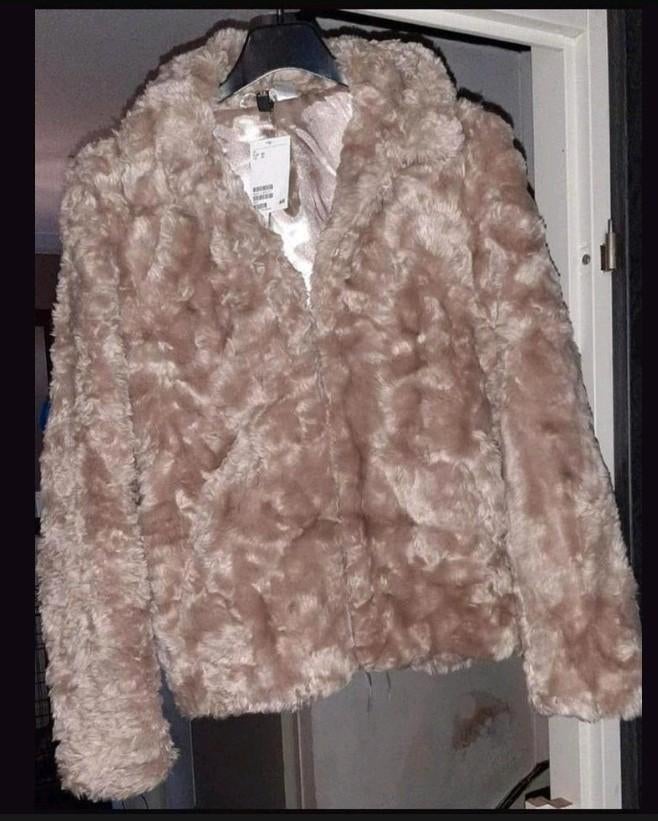 Nepbont jas maat 40, Maat 38/40 (M), H&M, Beige, Nieuw