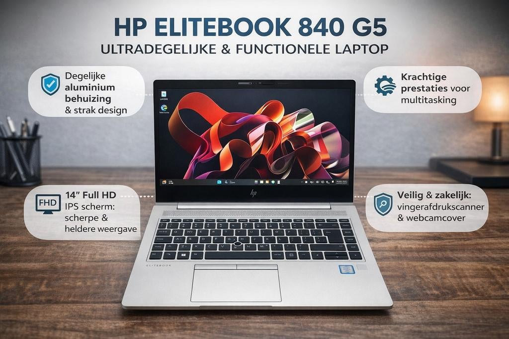 🖥️HP EliteBook 840 G5 | i5 | 16GB | SSD | Touch | Garantie✅, Computers en Software, Windows Laptops, 13 inch, .  HP, Met touchscreen
