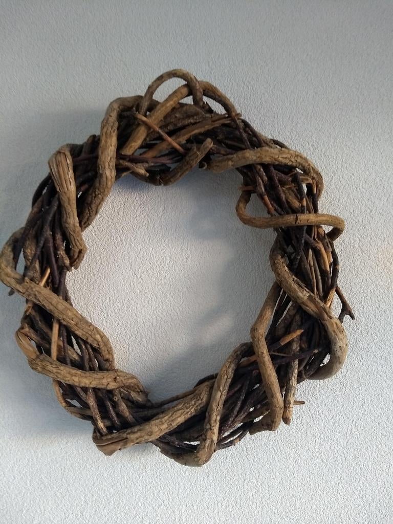 Decoratieve krans van takken - 40 cm, Gebruikt, Ophalen of Verzenden, Landelijk, Natuurlijk materiaal