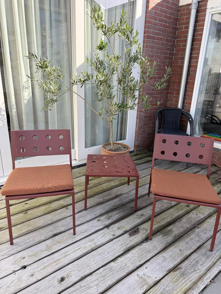 HAY Balcony Loungeset - 2 stoelen en bijzettafel, 2 zitplaatsen, Aluminium, Ophalen of Verzenden, Zo goed als nieuw