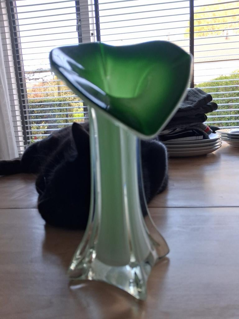 Set van 2 glazen vazen: groen en blauw gespikkeld, Ophalen