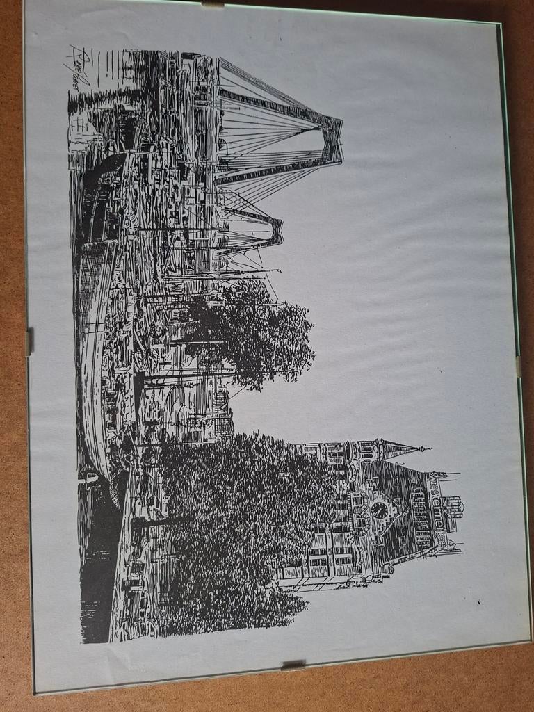 Lithografie van Rene Faber WITTE HUIS ROTTERDAM, Antiek en Kunst, Ophalen of Verzenden