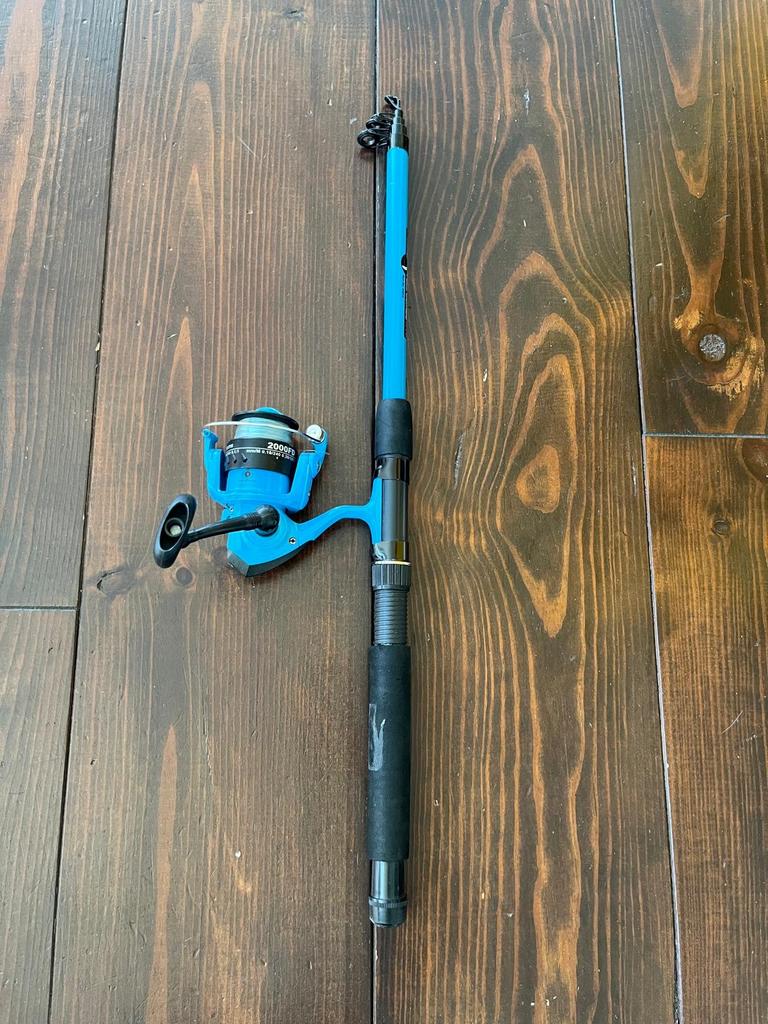 Albatros Werphengel met Molen - Blauw, Ophalen of Verzenden, Zo goed als nieuw, Complete hengel