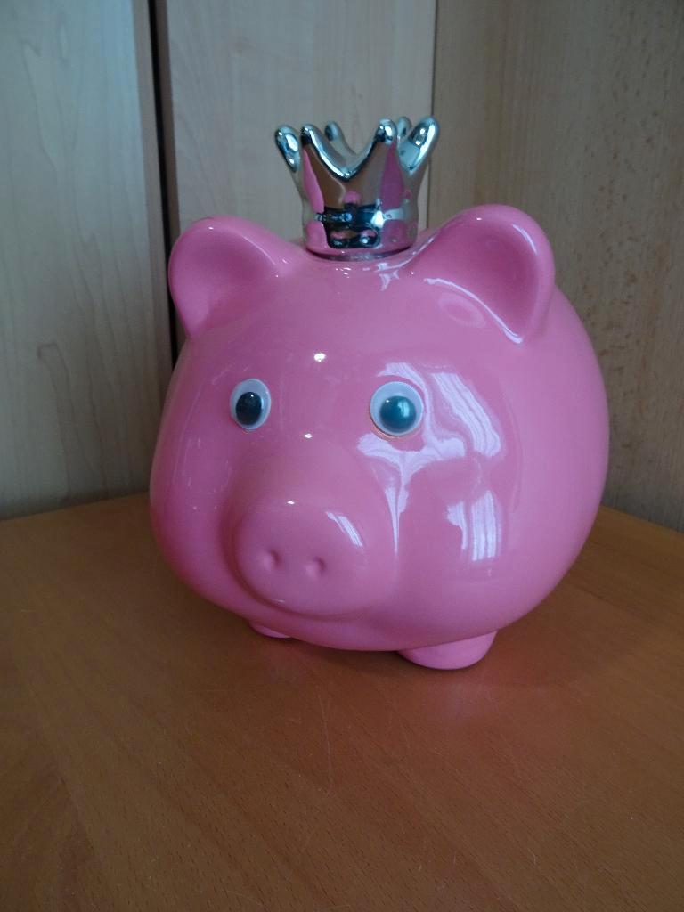 Spaarvarken met kroon, Ophalen of Verzenden, Zo goed als nieuw, Steen, Aardewerk of Keramiek, Dier