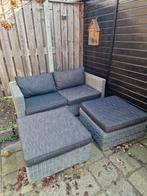 2-persoons loungeset buiten met kussens en 2 losse delen, Tuin en Terras, Gebruikt, Bank, Loungeset, Wicker