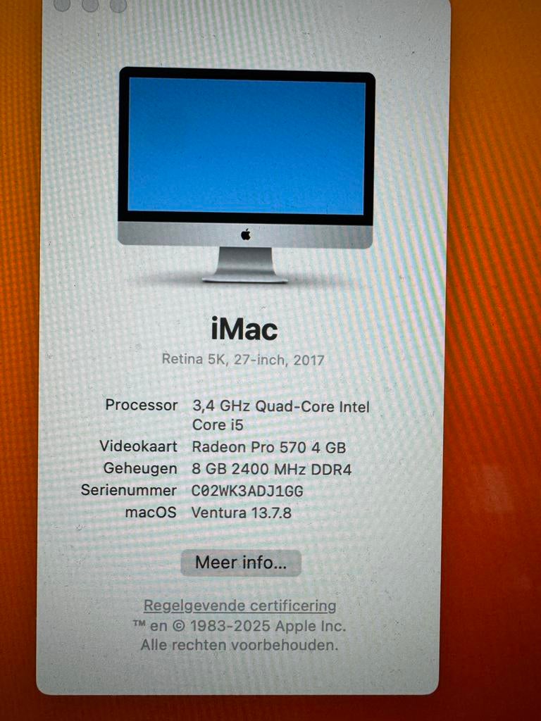 iMac Retina 5K, 27-inch, 2017 - 3.4 GHz i5, 8GB RAM, 1TB, Ophalen, Gebruikt, IMac, 27 inch