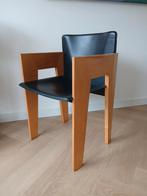 Arco dining chair design houten lederen stoel Arnold Merckx, Ophalen, Gebruikt, Zwart, Eén