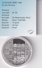10 Gulden 1994 Proof  met kaartje in doosje, Postzegels en Munten, Munten | Nederland, Verzenden, Koningin Beatrix, Zilver, Losse munt