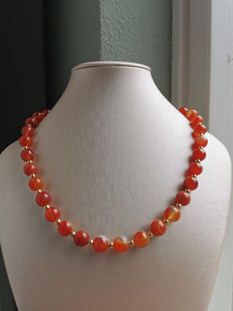 Ketting van Carneool-agaat, Sieraden, Tassen en Uiterlijk, Kettingen, Ophalen of Verzenden