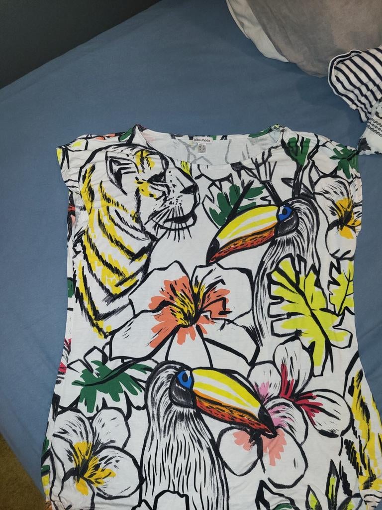 Dames T-shirt alba moda maat 42 zgan, Wit, Maat 42/44 (L), Zo goed als nieuw, Korte mouw