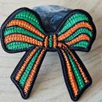 Strijk embleem Iron on Patch applicatie Oranje groene strik