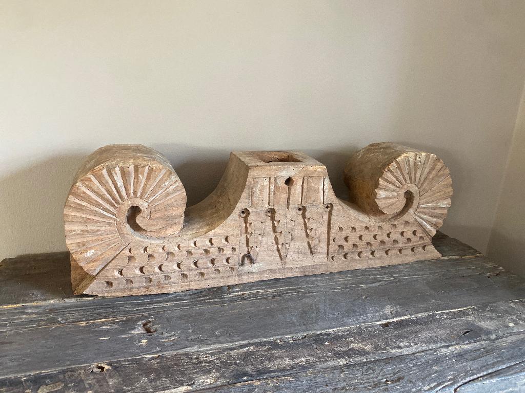 Authentiek oud houten ornament, Huis en Inrichting, Woonaccessoires | Overige, Ophalen, Hout, Bruin, Landelijk