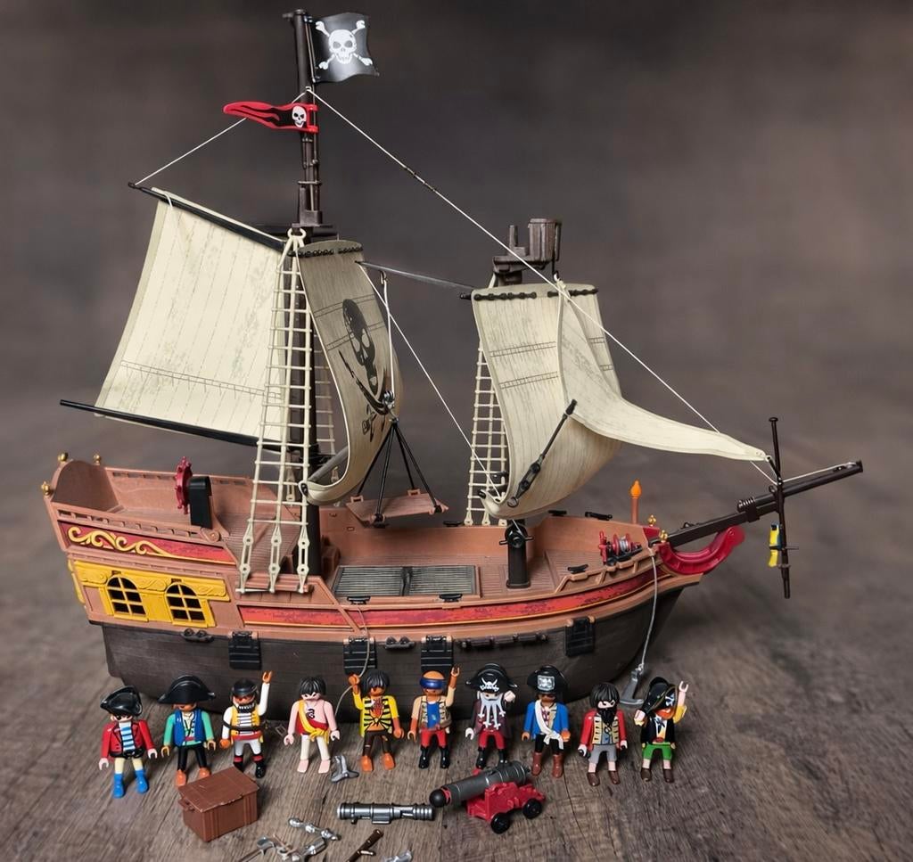 Playmobiel piratenschip, Kinderen en Baby's, Speelgoed | Playmobil, Ophalen of Verzenden, Zo goed als nieuw, Complete set