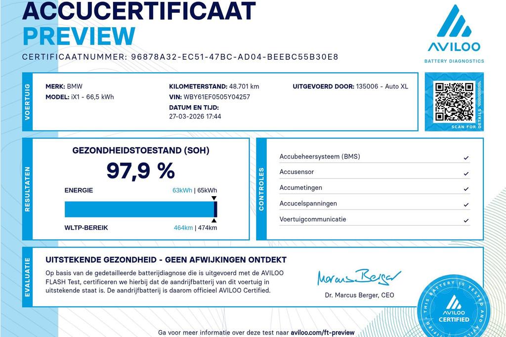 BMW iX1 xDrive30 67 kWh (98%SOH) 313 PK M-sport+ Pano-Dak Ca, Auto's, BMW, Automaat, Gebruikt, Zwart, Lichtsensor