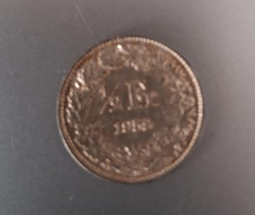 1/2 zilveren Zwitserse Franc munt 1959, Ophalen of Verzenden, Gestempeld